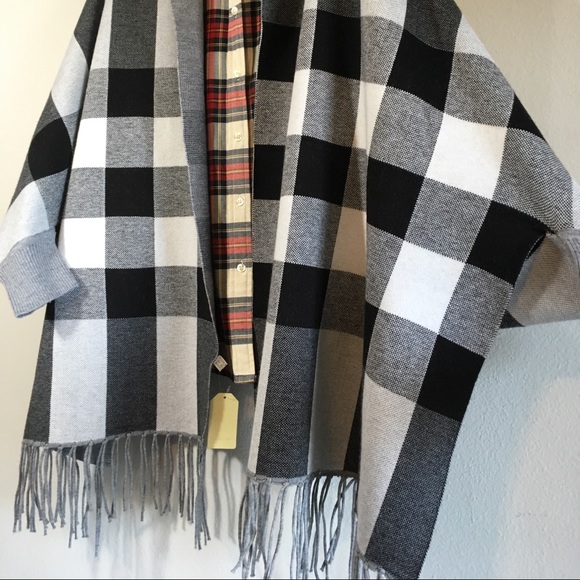 Plaid Sweater Cardigan Wrap Oversized Pattern - Picture 4 of 8